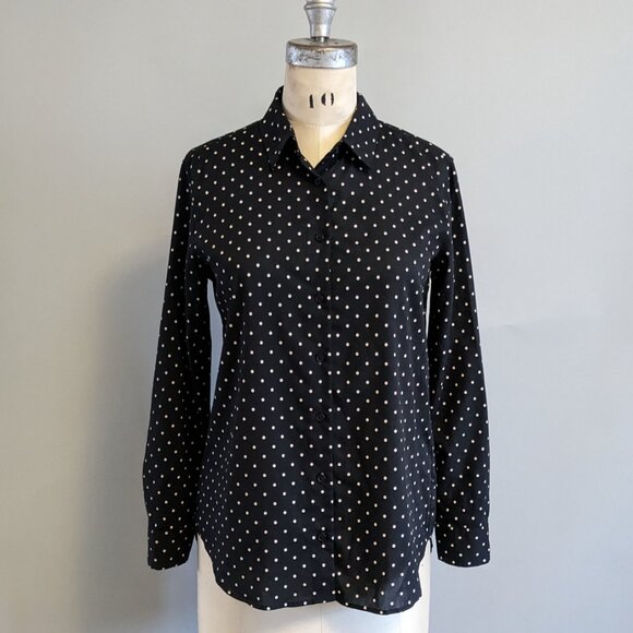 Black and White Polka Dot Button Up Shirt Uniqlo XS - Picture 7 of 7